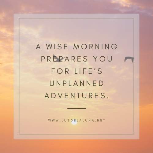 A wise morning prepares you for life’s unplanned adventures.