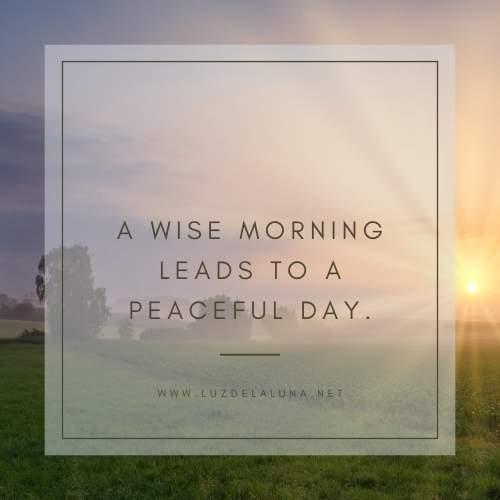 A wise morning leads to a peaceful day.