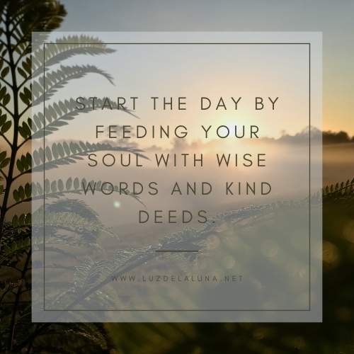 Start the day by feeding your soul with wise words and kind deeds.