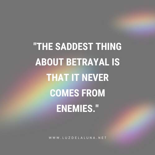 The saddest thing about betrayal is that it never comes from enemies.